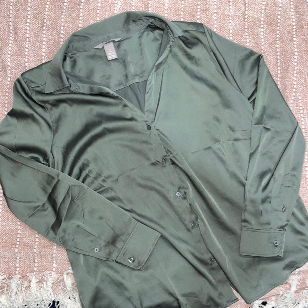 Satin button down